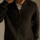 Anti-Pilling Combed Cotton Zipper Coat Knitted Cardigan Sweater