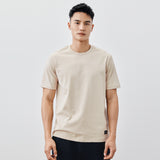 Heavy Cotton Men's Short Sleeve T-shirt American Casual Solid Color Crewneck