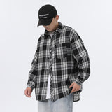 American Retro Plaid For Men Spring And Autumn Loose Casual Bottoming Shirt