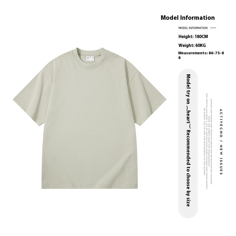 Washed Old T-shirt Men's Drop Shoulder Loose Cotton Base Shirt