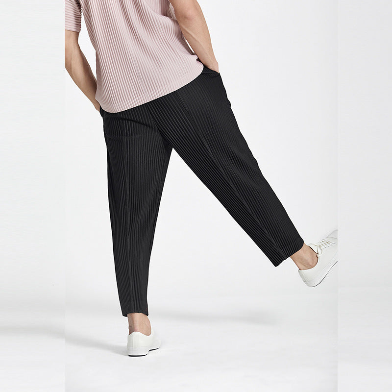 Pleated Men's Clothing Casual Ankle Banded Pants Men's